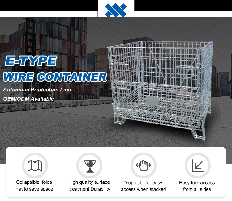 High Quality Warehouse Stackable Steel Wire Mesh Container Basket